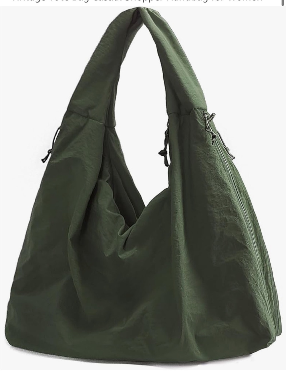 Classic Slouchy Hobo Tote Bag - Olive Green